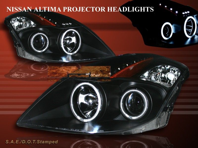 2008 2010 NISSAN ALTIMA CCFL TWIN HALO LED PROJECTOR HEADLIGHTS BLACK 