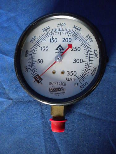 AMBAC BACHARACH 0 5000 PSI 0 350 kg/cm^2 PRESSURE GAUGE  