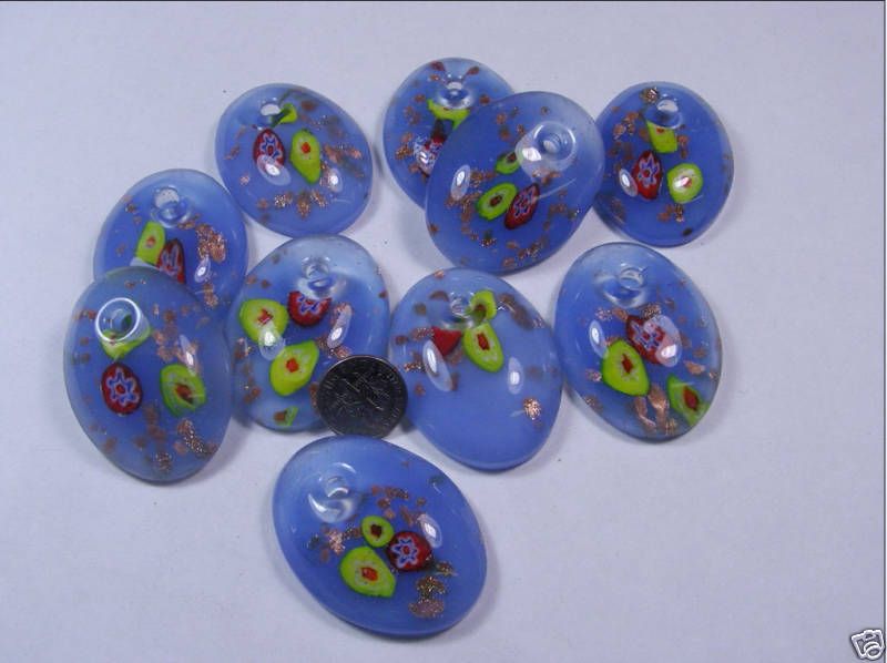 10 PIECES LARGE LAMPWORK GLASS PENDANTS LOT (VD 10)  