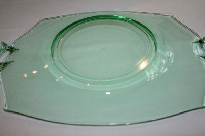 M24 GREEN Depression 2 Square Handled Platter Tray 12  