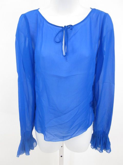 VANESSA BRUNO Bright Blue Sheer Silk Blouse Top Size 40  