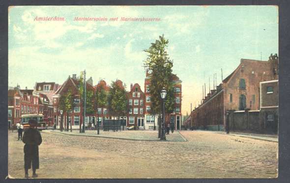 Netherlands Postcard Amsterdam Mariniersplein Met Mariniskazerne 