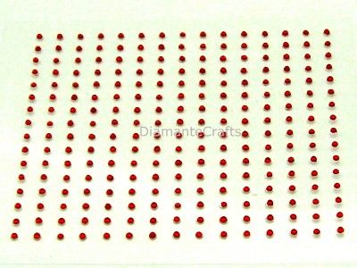 240 x 1mm BODY CRYSTAL red DIAMANTE self adhesive gems  