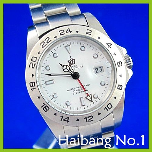 Luxury Mens GMT Dual Time Zone S/Steel Date Automatic Mechnical Wrist 