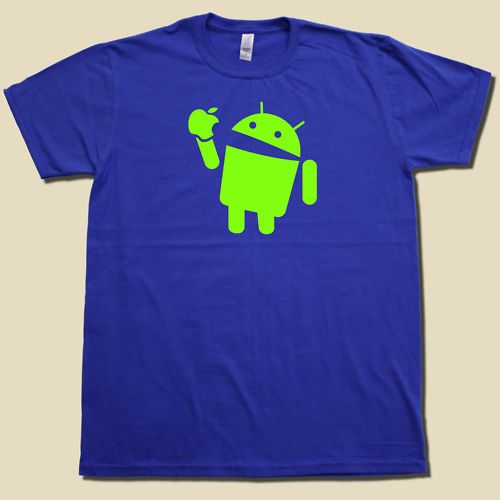 Android eats Apple t shirt FUNNY nerd computer geek tee  