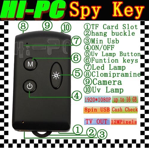 1920*1080P Spy HD Car Key Chain Camera Cam DV DVR Record Video Hi Res 
