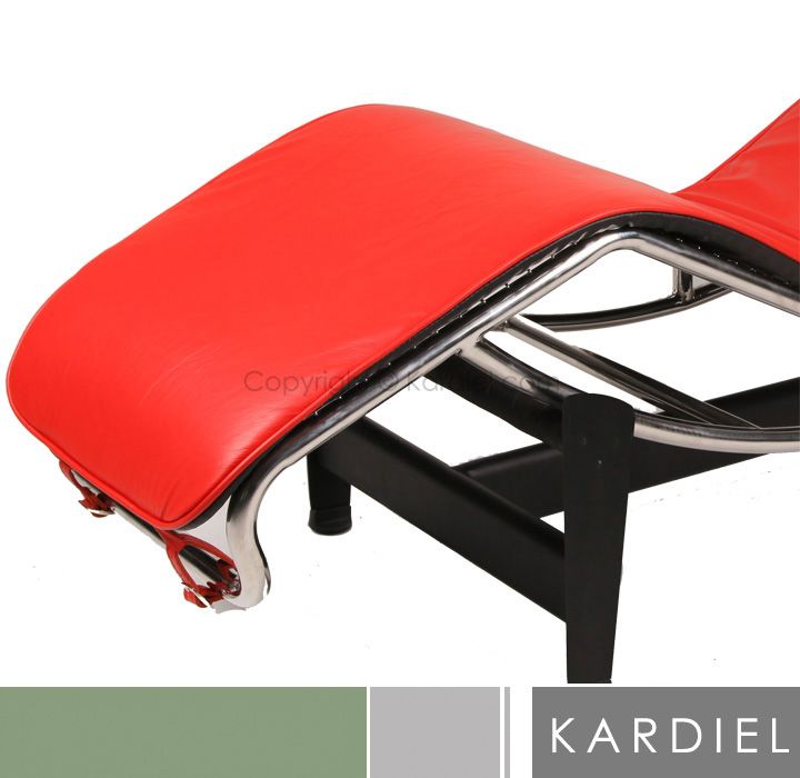 Le Corbusier LC4 Chaise Lounge, Red Aniline Leather