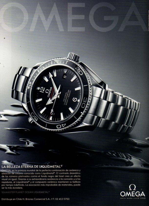 2011 OMEGA LIQUIDMETAL WATCH PHOTO PRINT AD in SPANISH  