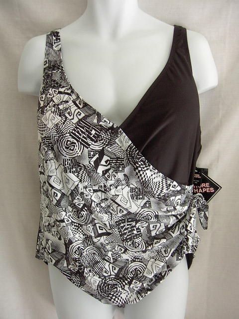 SHORE SHAPES One Piece Bathing Swim Suit Black/Wht NEW  