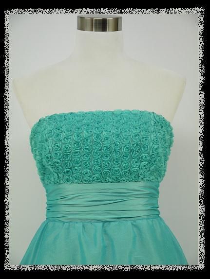   TURQUOISE BLUE STRAPLESS 50s ROSE COCKTAIL PROM PARTY EVENING DRESS
