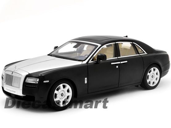 ROLLS ROYCE GHOST DIAMOND BLACK / SILVER 2 TONE 1/18 BY KYOSHO 08801BK 