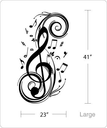 BIG MUSIC NOTES #2   Wall Decals Sticker Studio Decor  