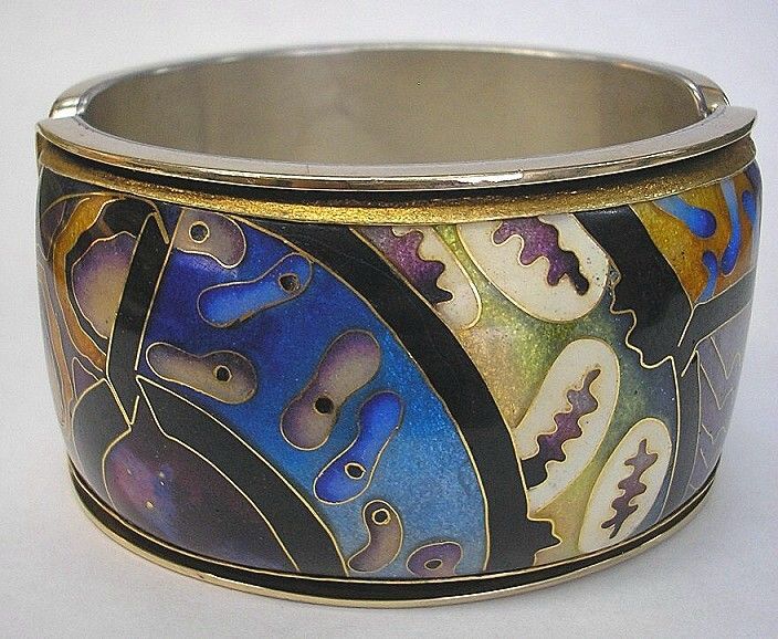 BRACELET CLOISONNE ENAMEL COLETTE MASTERPIECE GOLD +AG  