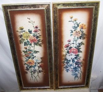 Pair Of Awesome Oriental Floral Wall Pictures Ho Chu  