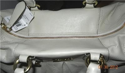 NEW COACH ASHLEY PERFERATED Cs IVORY LEATHER SATCHEL HANDBAG $428 