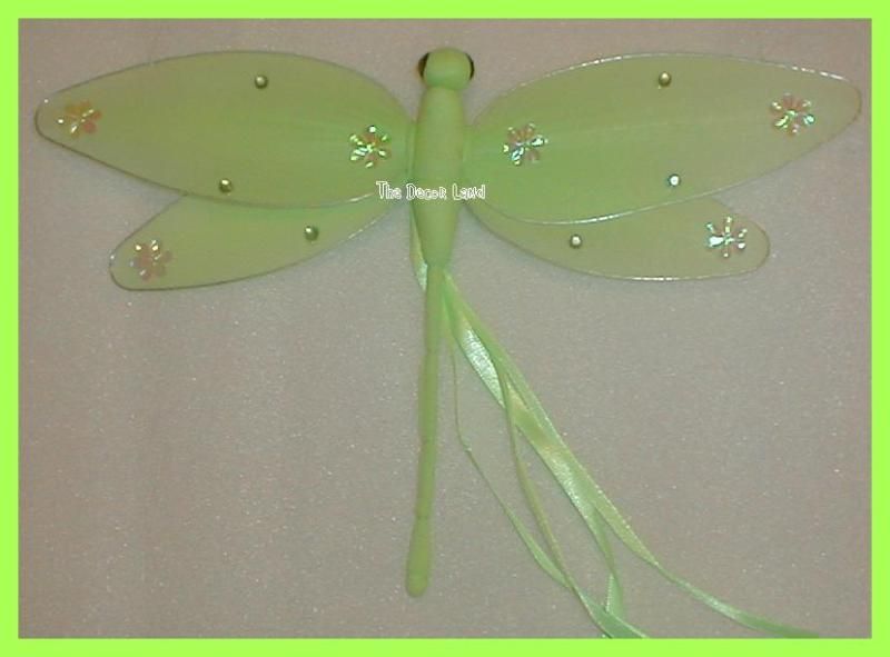 11 Green Ribbon Nylon DRAGONFLY Nursery Hanging Decoration For Baby 