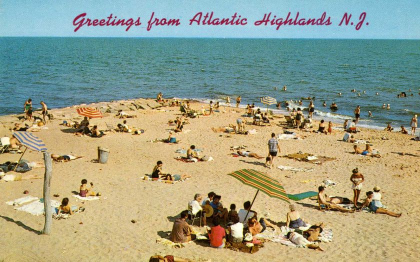 ATLANTIC HIGHLANDS NJ GREETINGS BEACH SCENE  