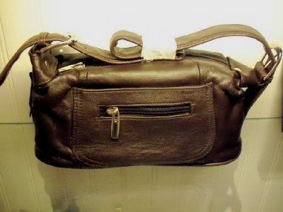 NEW Chocolate Brown LEATHER Small HANDBAG PURSE Zipper Close Cul De 