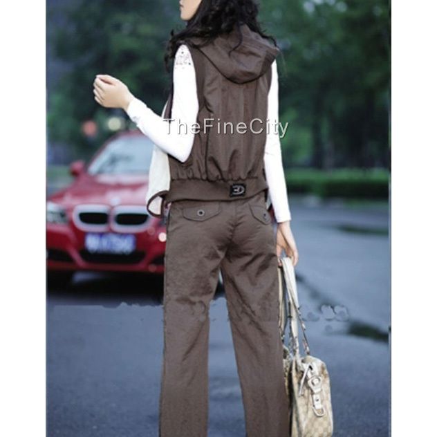 Autumn sport set hooded vest jacket+ lounge pants  