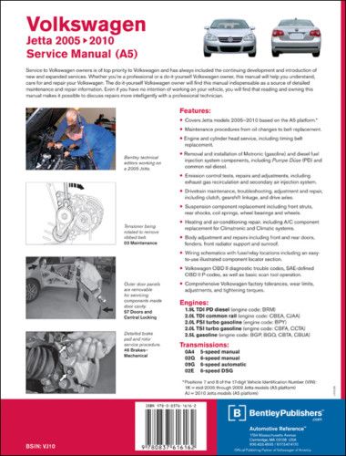 VW Bentley Printed Repair Manual Jetta 05 10  