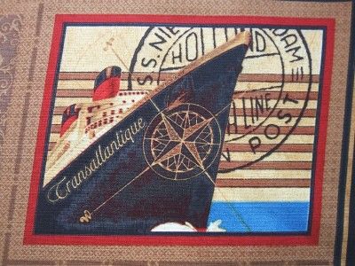 Wilmington Transatlantic Retro Ship Travel Fabric Panel  