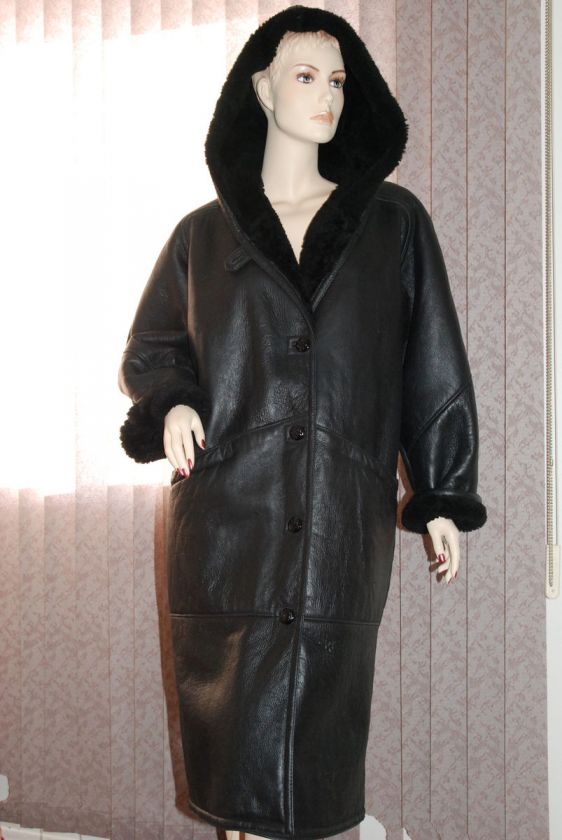   Sheepskin Shearling Lamb Aviator coat w/ hood Small Medium SALE  