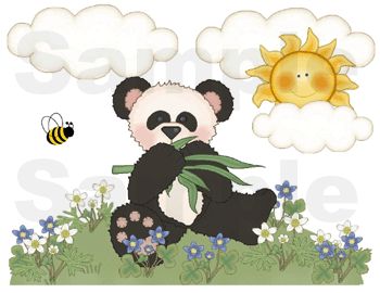 PANDA BEAR BABY NURSERY WALL ART BORDER STICKERS DECALS  