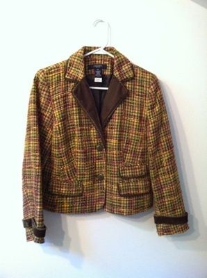 Jones Wear Petite Tweed Multi Color Lined Blazer Jacket with Velvet 