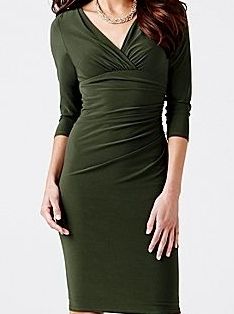 NWT American Living Fitted Dress, Side Ruched V Neck $90  