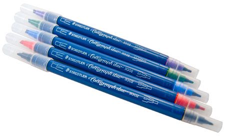   lightfast and acid free 5 dual tip markers black blue red green violet