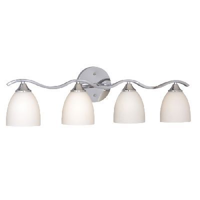 NEW 4 Light Bathroom Vanity Lighting Fixture, Chrome, Frosted Opal 