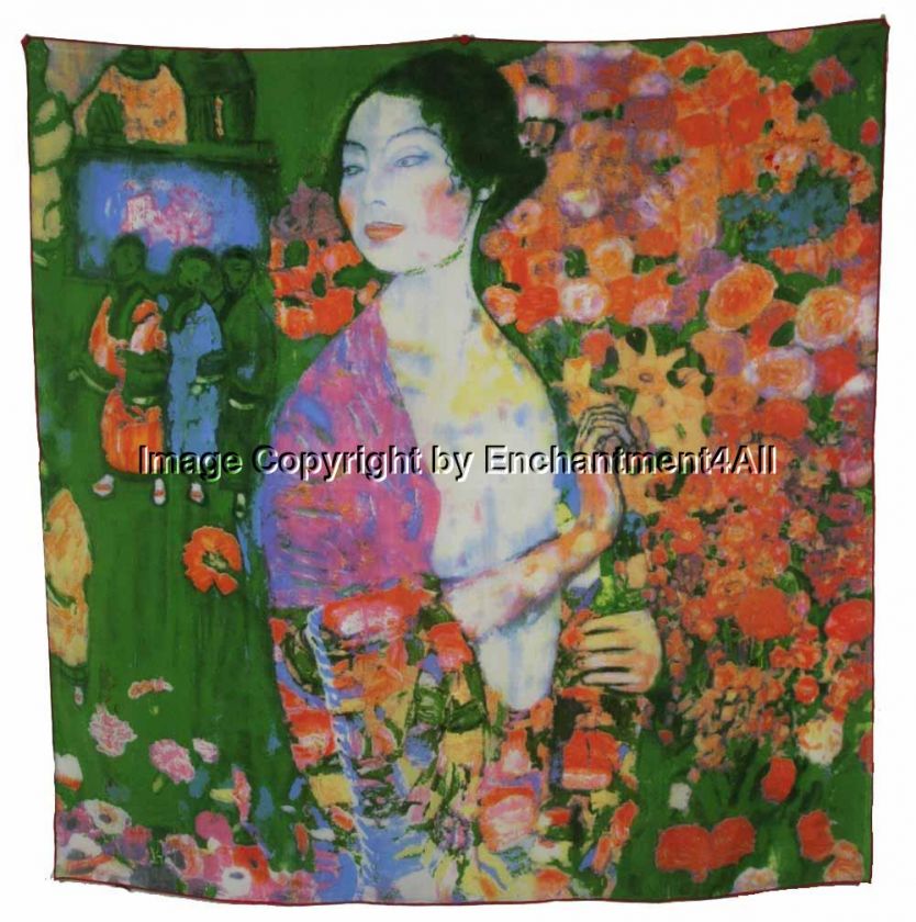 Art Silk Scarf Wrap w Klimt Die Tanzerin (The Dancer)  