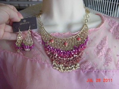 CHICOS OMOROSE BIBB NECKLACE & EARRINGS SET ($90 RET)  