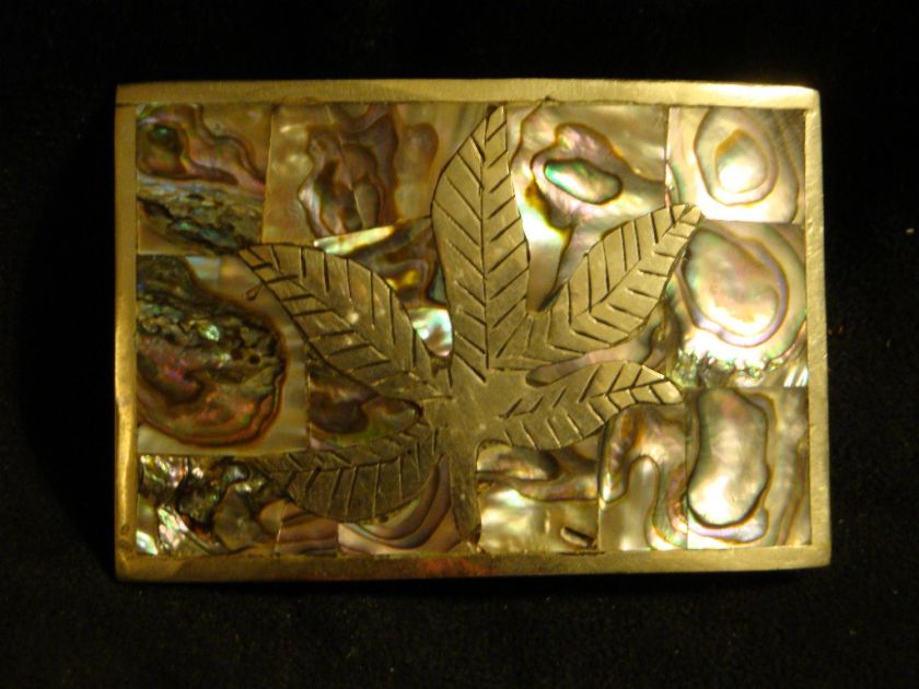 Vintage Abalone & Weed Belt Buckle  