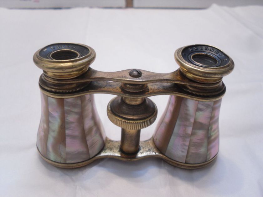 VINTAGE LECLERC SOLID BRASS/MOTHER OF PEARL BINOCULARS  