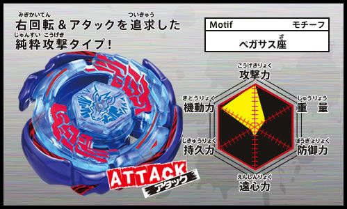 TOMY Metal fight BeyBlade BB 70 Galaxy Pegasis W105R2F  