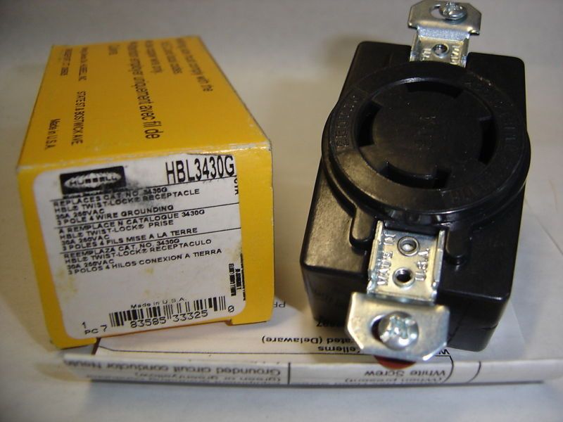 HUBBELL HBL3430G TWIST LOCK RECEPTACLE 30A 250VAC NIB  