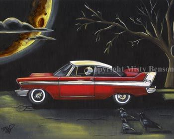 1958 Plymouth Fury art classic car skeleton moon CANVAS  