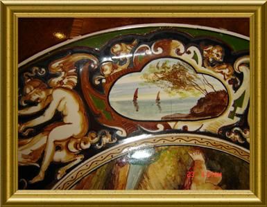 ANTIQUE LARGE,STUNNING ITALIAN MAJOLICA PLATE COOPERATIVA ARTIGIANA 