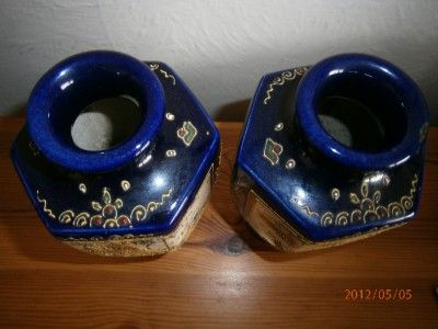 SUPERB PAIR ANTIQUE 19th CENTURY JAPANESE SATSUMA MEIJI POTTERY SIGNED 