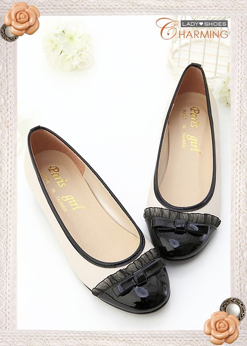 Womens Adorable Lace Bow Flats Shoes 2 Colors  