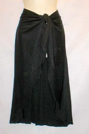 Carol Wior Aloha Hawaiian Black Swimsuit Wrap Skirt Sarong  