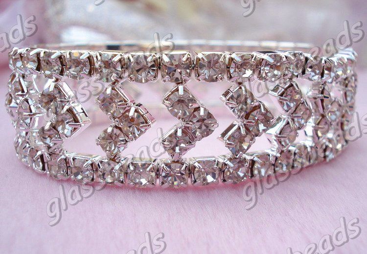 6PCS Fashion Charms White Crystal Rhinestone Bracelets  