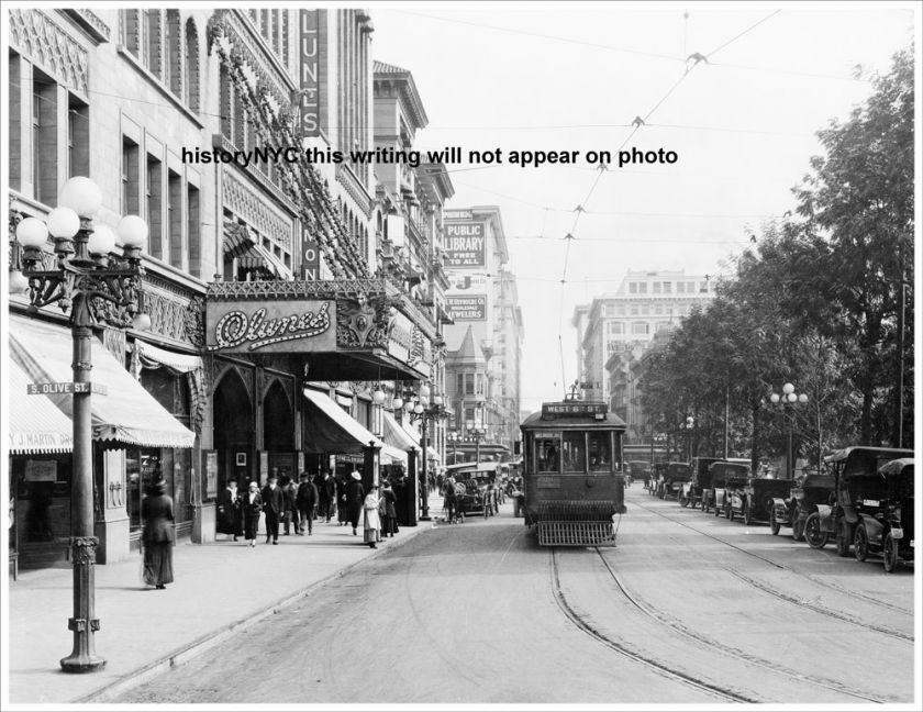 1912 LOS ANGELES STREETCAR TROLLEY DOWNTOWN PHOTO  