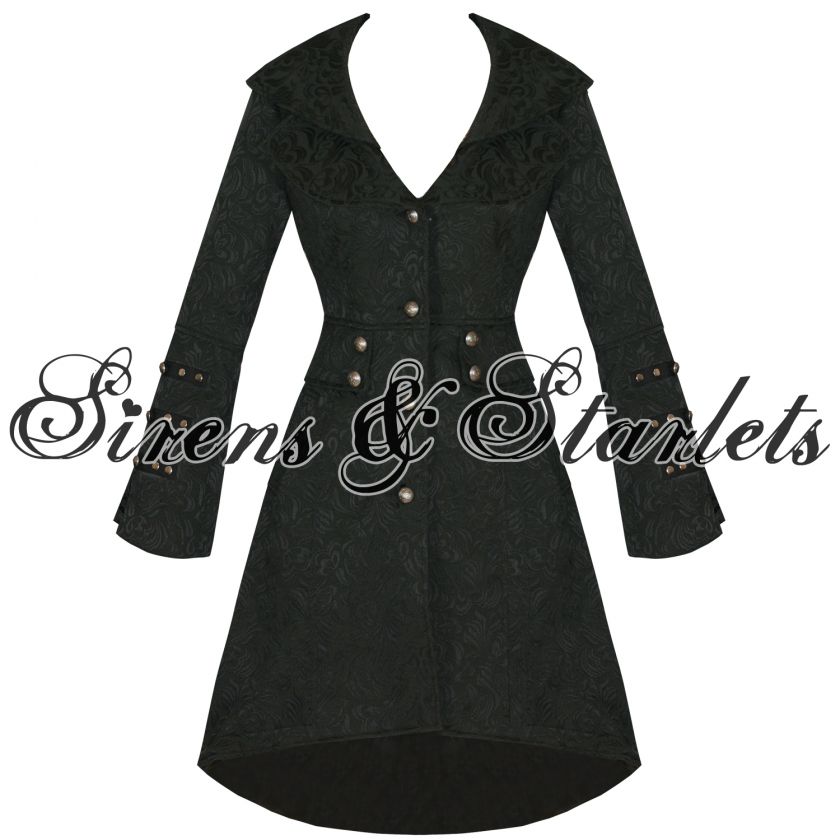   GOTHIC MILITARY JACQUARD STEAMPUNK FLORAL BROCADE JACKET COAT  