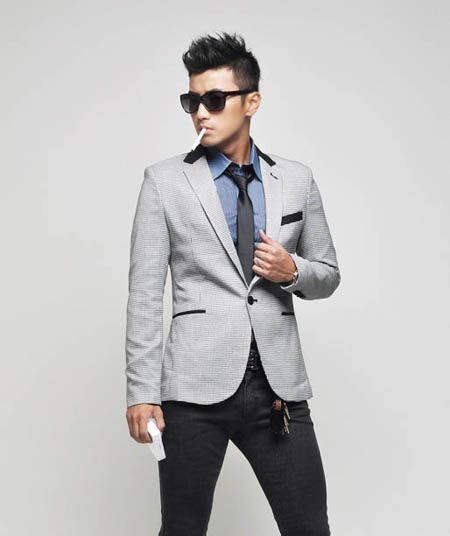 New Mens Slim Fit One Button Casual Suit Pop Blazer Black white 