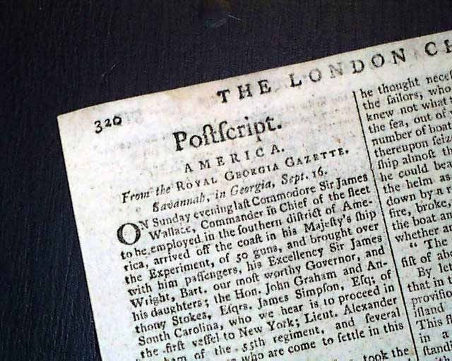 1779 Newspaper JOHN PAUL JONES Battle of Stono Ferry REVOLUTIONARY WAR 