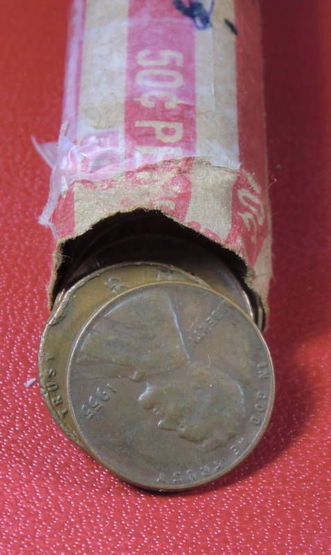 1955 Philadelphia Mint Lincoln Wheat Cent Penny Roll  