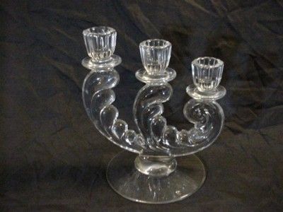 Fostoria Plume Triple Candleholder   3 Lite Candelabra  