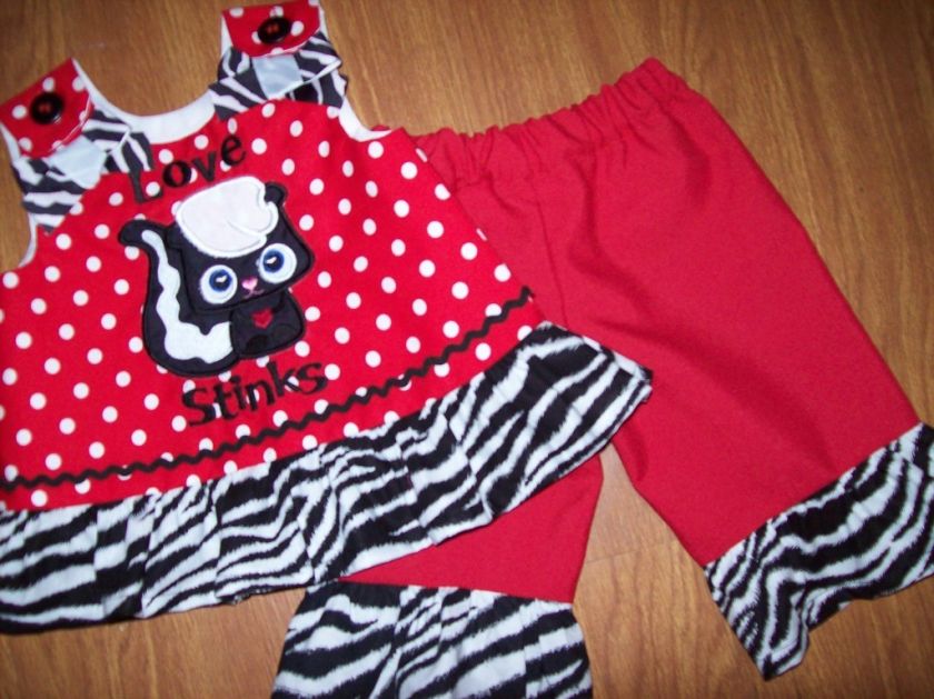 Custom BOUTIQUE Valentines Skunk Love Stink Pants Set  